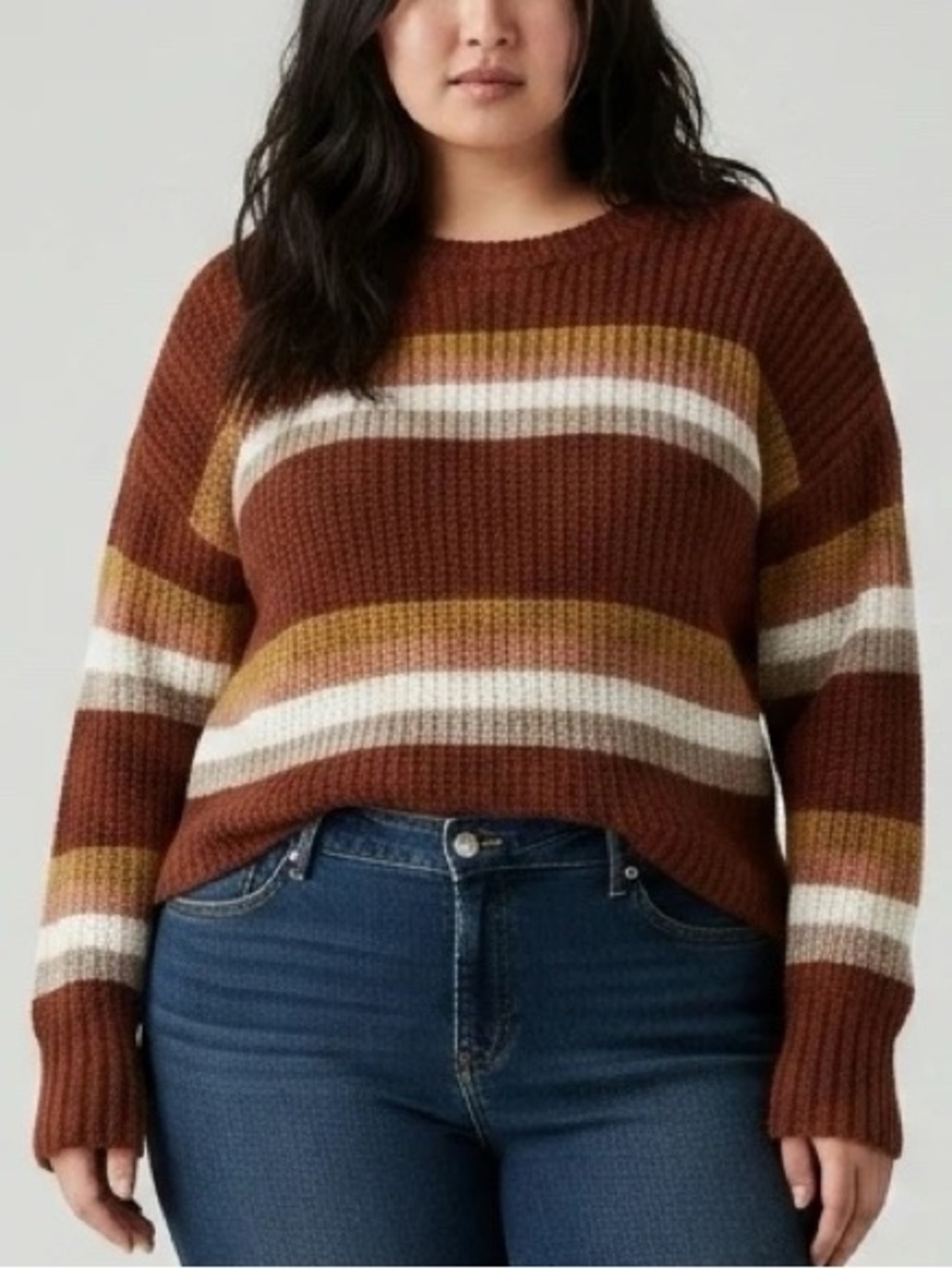 Pink Rose Striped Knit Sweater